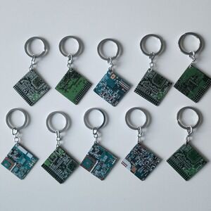 Keychains Circuit Board Set Of 10 Green Motherboard Geek Gift Tech Nerd‎ New